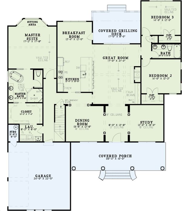 Farmhouse Floor Plan - Main Floor Plan #17-3443