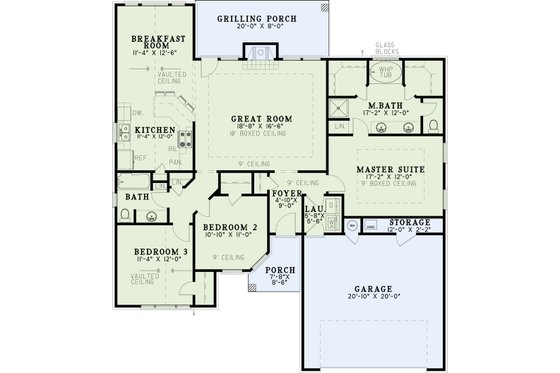 Floor Plan - Main Floor for European House Plan #17-657 - 3 bed, 2 bath