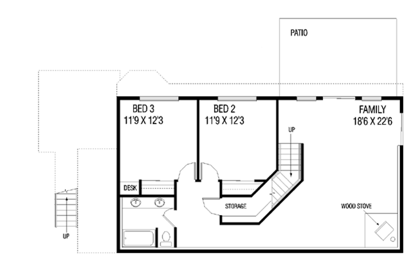 Architectural House Design - Floor Plan - Lower Floor for Traditional House Plan #60-431 - 3 bed, 3 bath