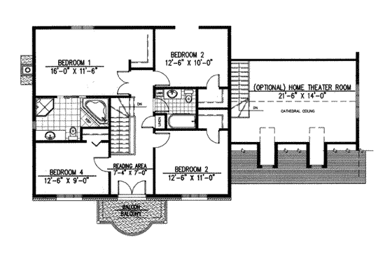 Floor Plan - Upper Floor for European House Plan #138-159 - 4 bed, 2.5 bath