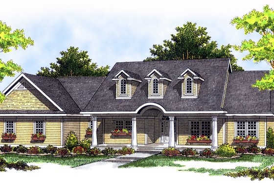 Exterior - Front Elevation for Country House Plan #70-197 - 3 bed, 2.5 bath