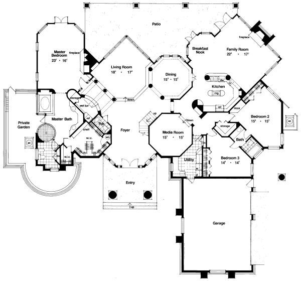 European Floor Plan - Main Floor Plan #417-427