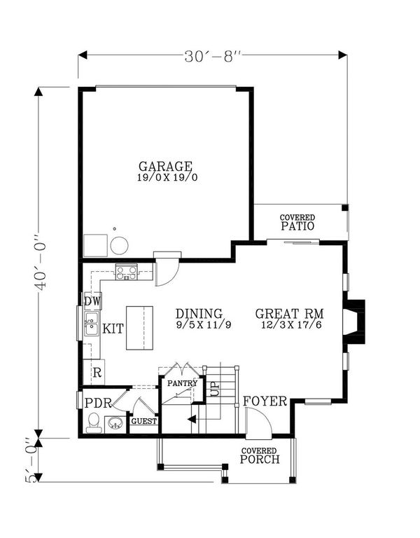 Craftsman Floor Plan - Main Floor Plan #53-492