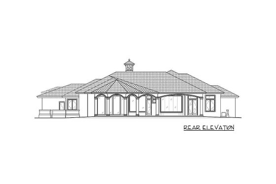 Exterior - Rear Elevation for Mediterranean House Plan #27-414 - 3 bed, 3.5 bath