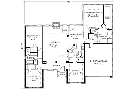 Floor Plan - Main Floor for Traditional House Plan #410-159 - 3 bed, 2 bath