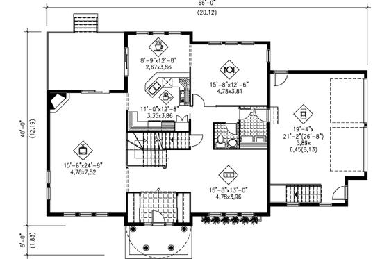 Floor Plan - Main Floor for European House Plan #25-2141 - 4 bed, 2.5 bath