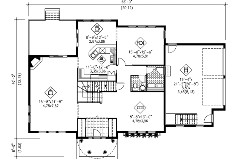 House Design - Floor Plan - Main Floor for European House Plan #25-2141 - 4 bed, 2.5 bath