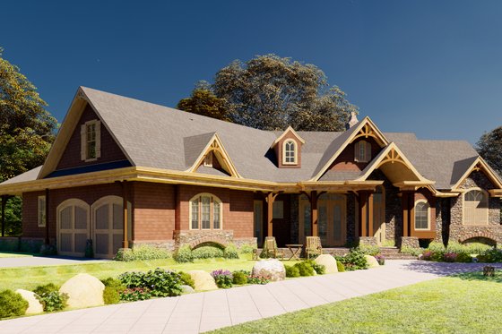 Exterior - Front Elevation 8 for Craftsman House Plan #54-415 - 3 bed, 2 bath