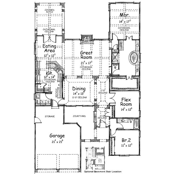 Architectural House Design - Mediterranean Floor Plan - Main Floor Plan #20-1414