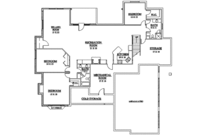 Floor Plan - Lower Floor for European House Plan #5-169 - 4 bed, 3.5 bath