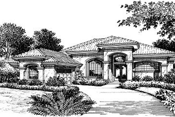 Exterior - Front Elevation for European House Plan #417-275 - 3 bed, 3 bath