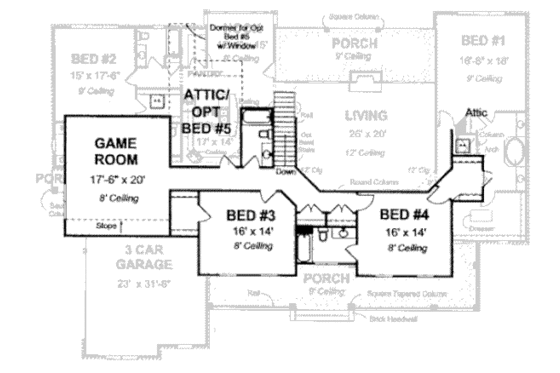 Floor Plan - Upper Floor for Country House Plan #20-1685 - 4 bed, 5 bath