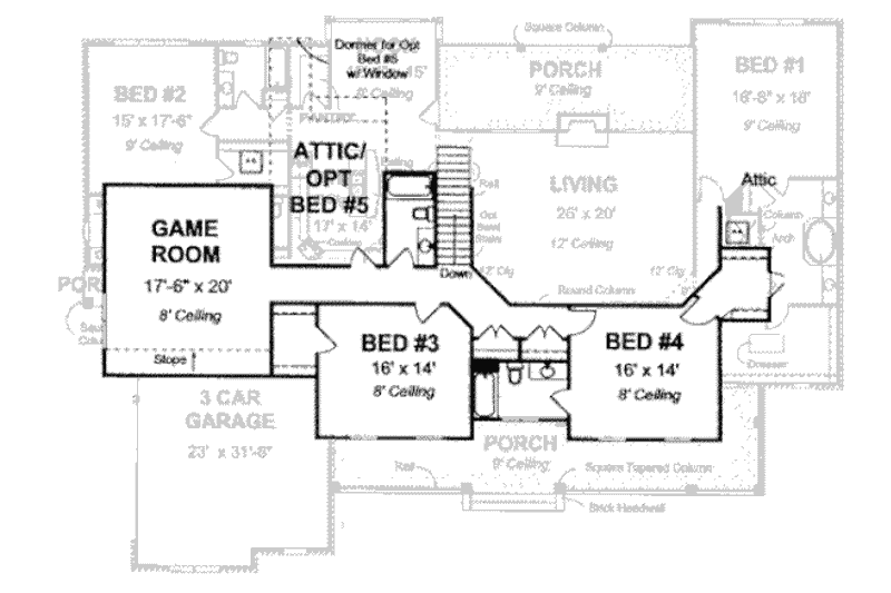 Dream House Plan - Floor Plan - Upper Floor for Country House Plan #20-1685 - 4 bed, 5 bath