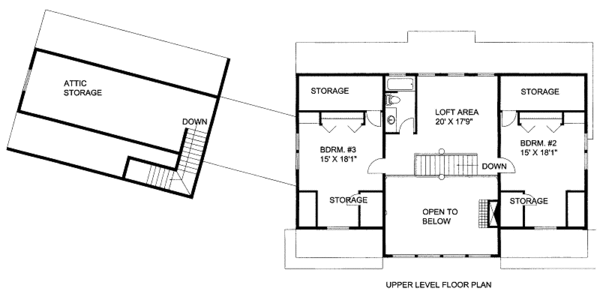 Traditional Floor Plan - Upper Floor Plan #117-723