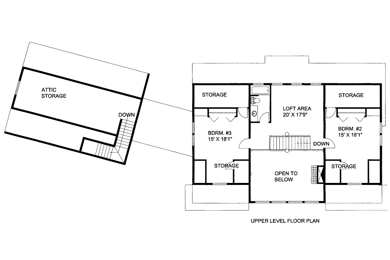 Architectural House Design - Floor Plan - Upper Floor for Traditional House Plan #117-723 - 3 bed, 2.5 bath