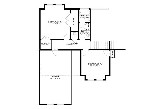 Floor Plan - Upper Floor for Traditional House Plan #1060-62 - 3 bed, 2.5 bath