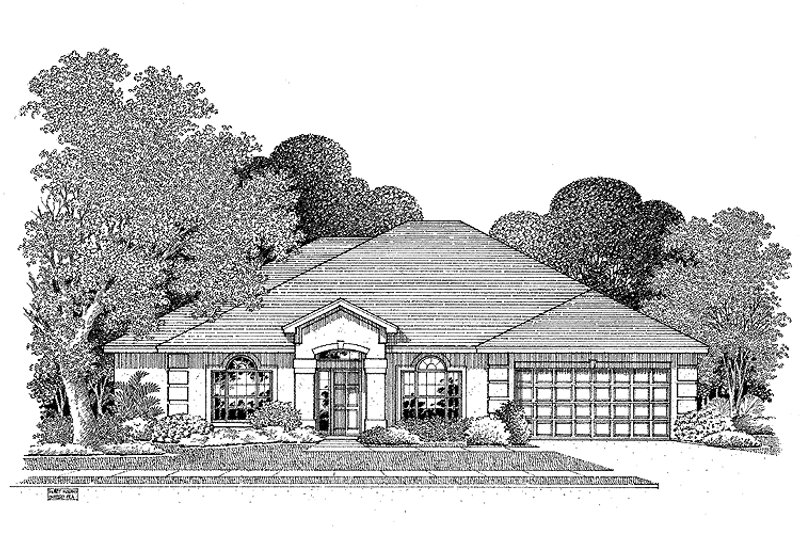 Home Plan - Exterior - Front Elevation 3 for Mediterranean House Plan #999-99 - 4 bed, 3 bath