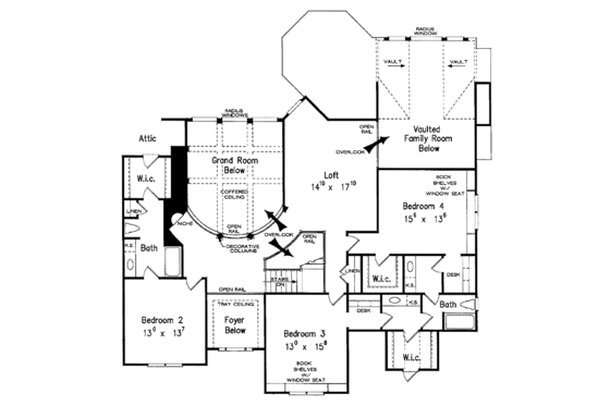 Floor Plan - Upper Floor for European House Plan #927-175 - 4 bed, 3.5 bath