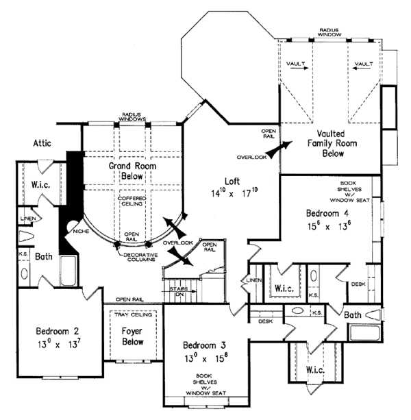 House Blueprint - European Floor Plan - Upper Floor Plan #927-175