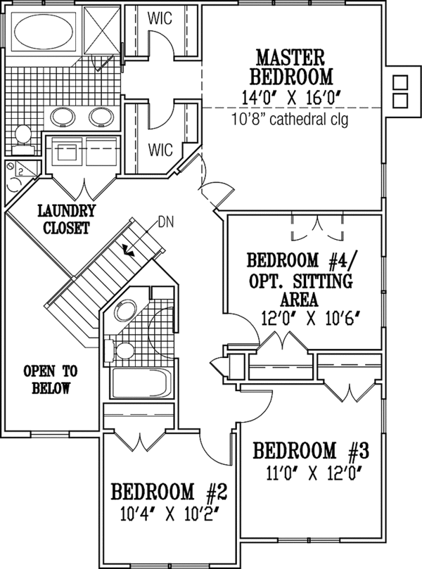 House Design - Colonial Floor Plan - Upper Floor Plan #953-105