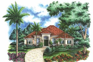 Home Plan - Exterior - Front Elevation for Mediterranean House Plan #1017-55 - 3 bed, 3 bath