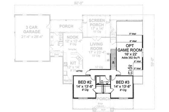 Floor Plan - Upper Floor for Traditional House Plan #20-1827 - 3 bed, 3 bath