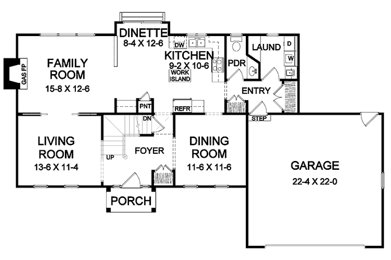 Home Plan - Floor Plan - Main Floor for Traditional House Plan #328-372 - 3 bed, 2.5 bath