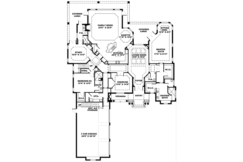 House Blueprint - Floor Plan - Main Floor for Colonial House Plan #1017-106 - 4 bed, 4.5 bath