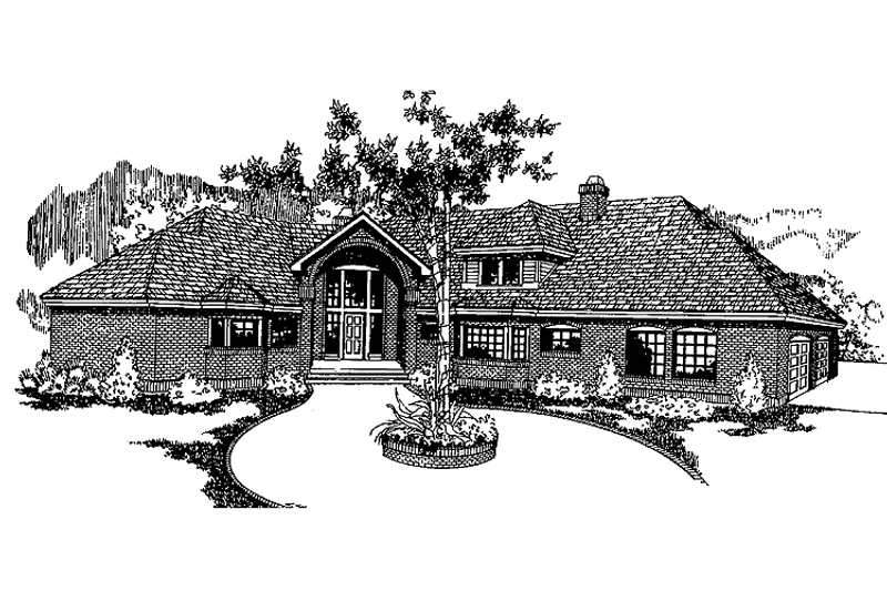 Home Plan - Exterior - Front Elevation 3 for Contemporary House Plan #60-807 - 5 bed, 3 bath