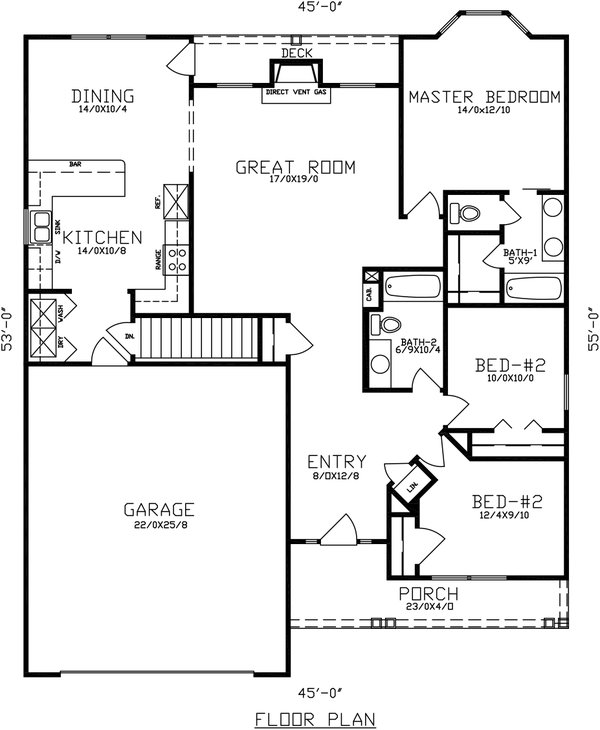 Traditional Style House Plan - 3 Beds 2 Baths 1562 Sq/Ft Plan #405-329 ...