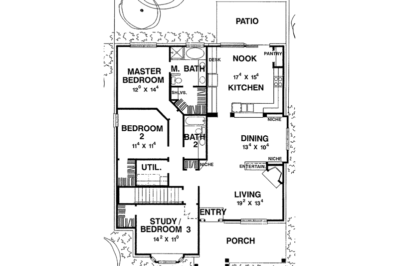 Home Plan - Floor Plan - Main Floor for Ranch House Plan #472-218 - 3 bed, 2 bath
