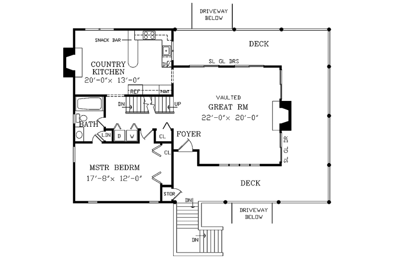 Home Plan - Floor Plan - Main Floor for Log House Plan #314-211 - 3 bed, 2 bath