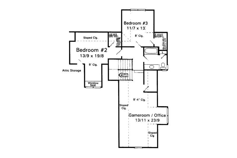 House Blueprint - Floor Plan - Upper Floor for Traditional House Plan #41-177 - 3 bed, 2.5 bath