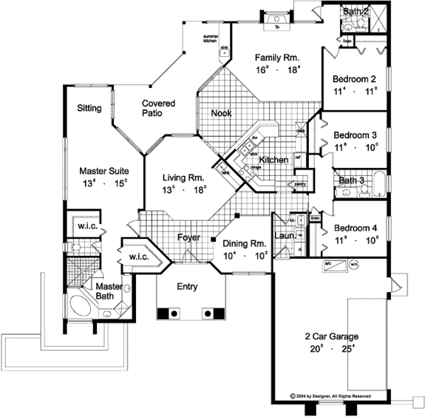House Plan Design - Mediterranean Floor Plan - Main Floor Plan #417-494