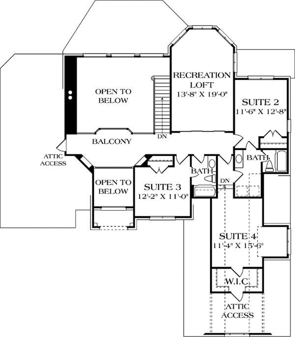 House Plan Design - Traditional Floor Plan - Upper Floor Plan #453-590