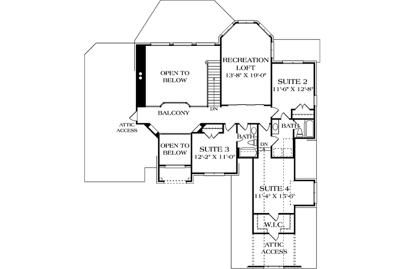 Home Plan - Floor Plan - Upper Floor for Traditional House Plan #453-590 - 6 bed, 5 bath