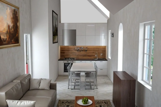 Interior - Kitchen for European House Plan #542-5 - 2 bed, 1 bath