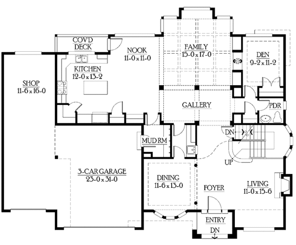 House Plan Design - Craftsman Floor Plan - Main Floor Plan #132-455