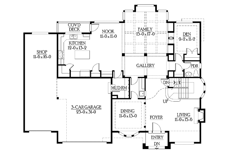 Home Plan - Floor Plan - Main Floor for Craftsman House Plan #132-455 - 5 bed, 3.5 bath