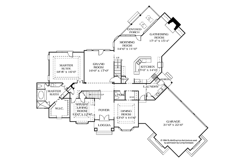 Dream House Plan - Floor Plan - Main Floor for Traditional House Plan #453-194 - 4 bed, 4 bath