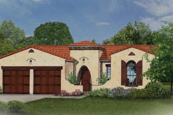 Exterior - Front Elevation 3 for Mediterranean House Plan #1058-7 - 4 bed, 3 bath