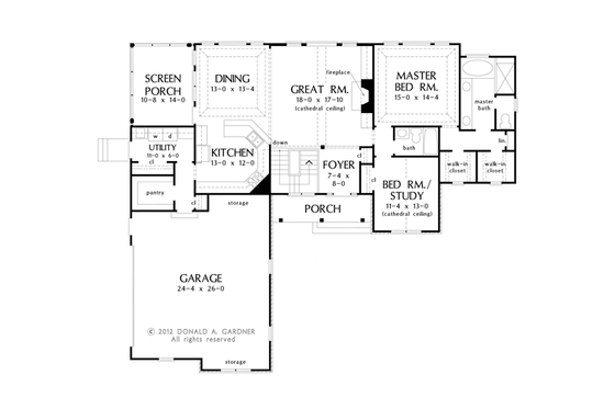 Floor Plan - Main Floor for Craftsman House Plan #929-953 - 4 bed, 3 bath