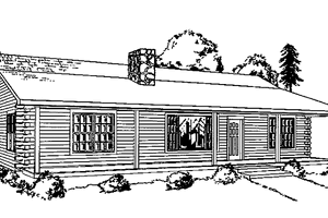 House Blueprint - Log Exterior - Front Elevation Plan #964-18
