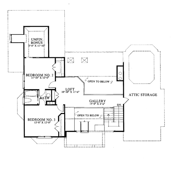 House Plan Design - Country Floor Plan - Upper Floor Plan #429-100