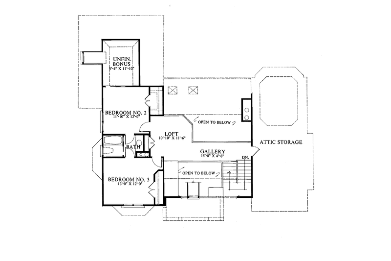 House Blueprint - Floor Plan - Upper Floor for Country House Plan #429-100 - 3 bed, 2.5 bath