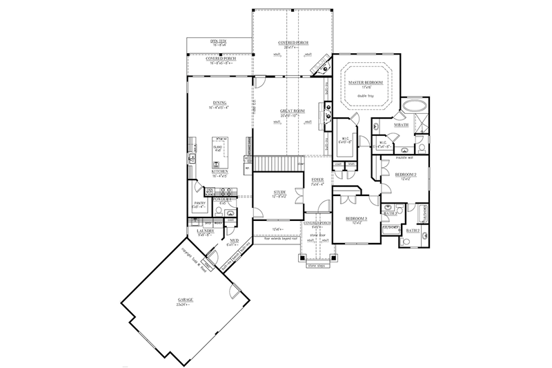 Dream House Plan - Floor Plan - Main Floor for Ranch House Plan #437-71 - 4 bed, 4 bath