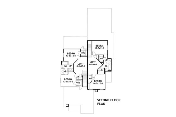 Floor Plan - Upper Floor for Craftsman House Plan #120-170 - 3 bed, 2.5 bath