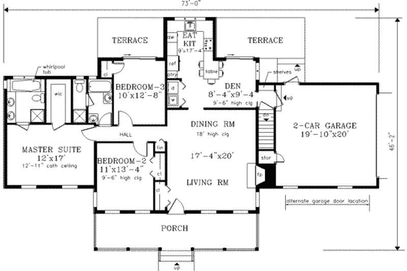 Dream House Plan - Floor Plan - Main Floor for Ranch House Plan #3-116 - 3 bed, 2 bath