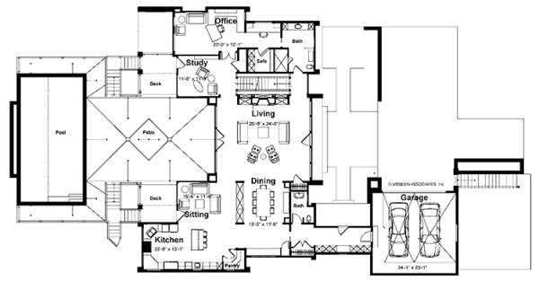 Architectural House Design - Contemporary Floor Plan - Main Floor Plan #928-77