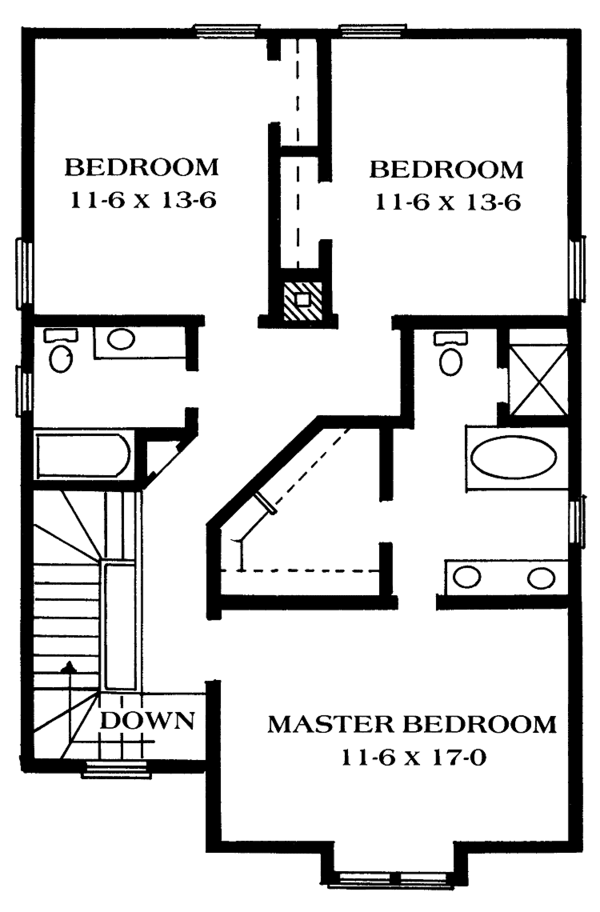 Architectural House Design - Victorian Floor Plan - Upper Floor Plan #1014-17